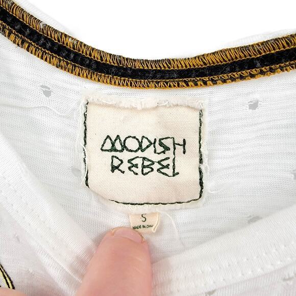 Modish Rebel Women's Easy Tiger Distressed Hole Burnout T-Shirt Size Small - Picture 5 of 12